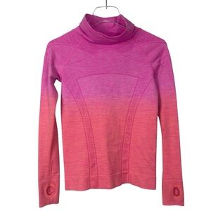 Ivivva Girls Top Long Sleeves Mock Neck Ombre Pink Orange Size 12